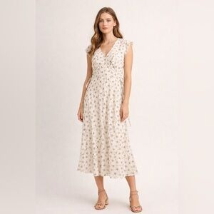 J.Crew Floral-print Midi Cotton Dress NWOT Prairie Cottagecore Ditsy Size 10 L